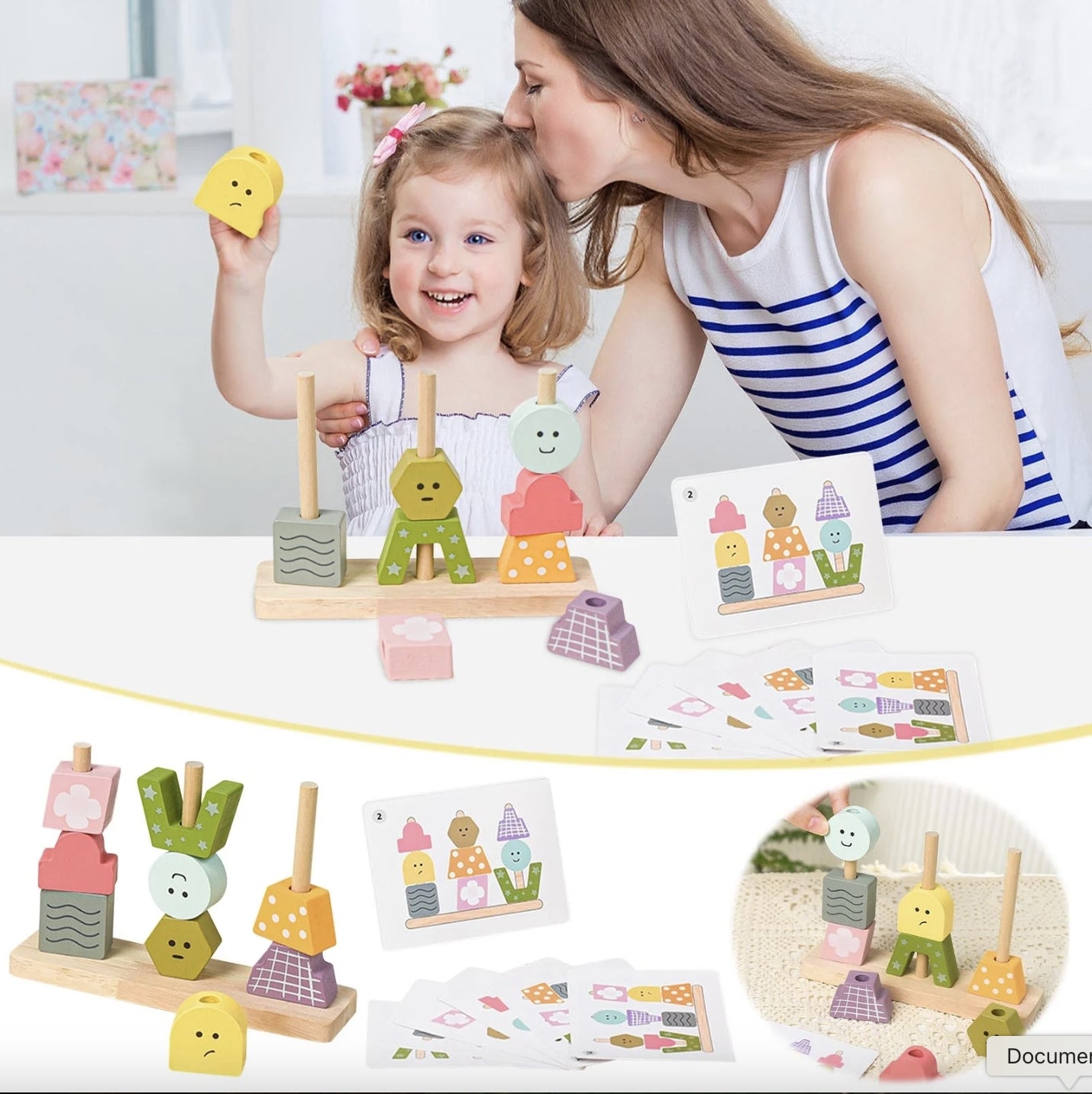 Bloques Apilables de Madera con Cartas - imagen 3