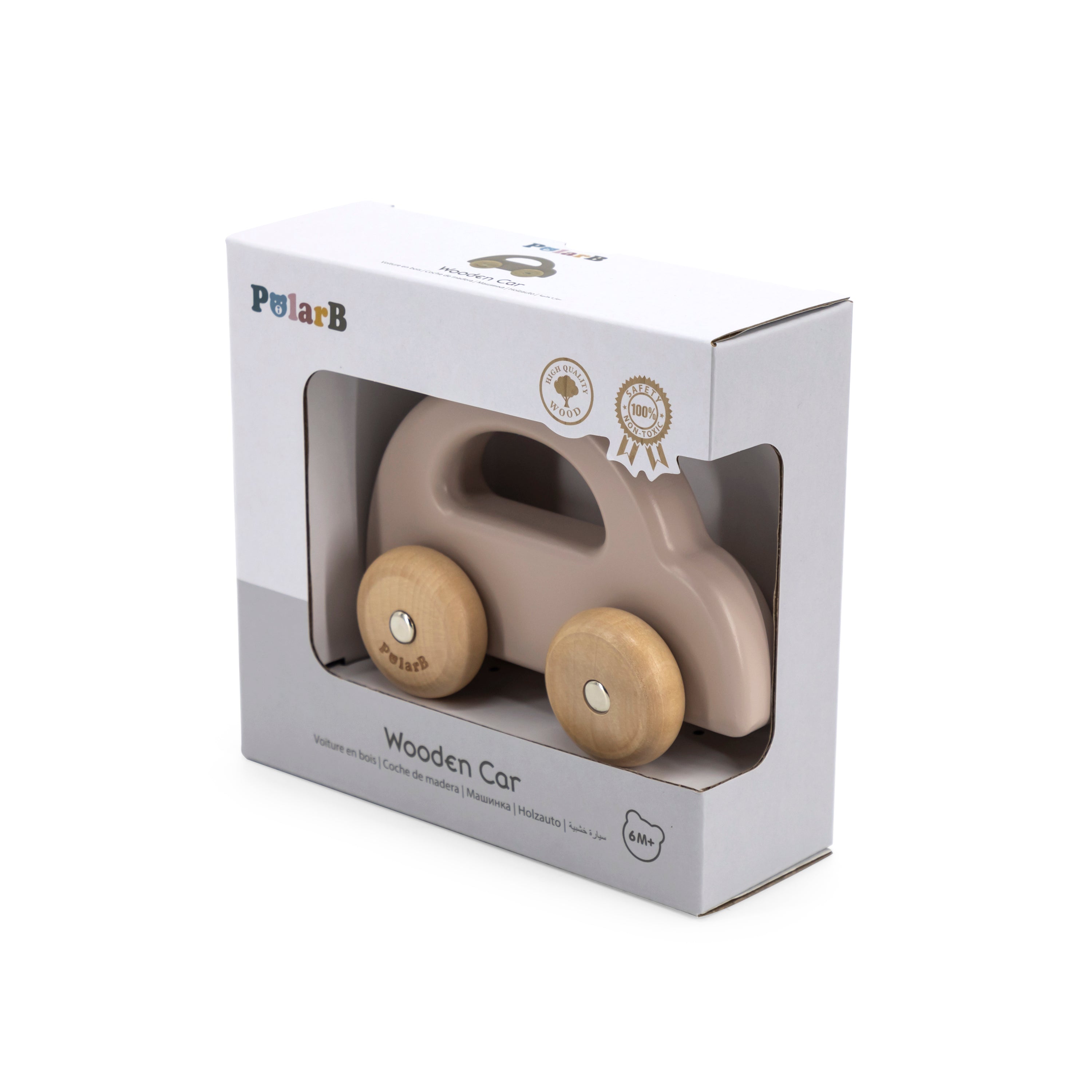 Autito de Madera Beige – Juguete Clásico para Niños
