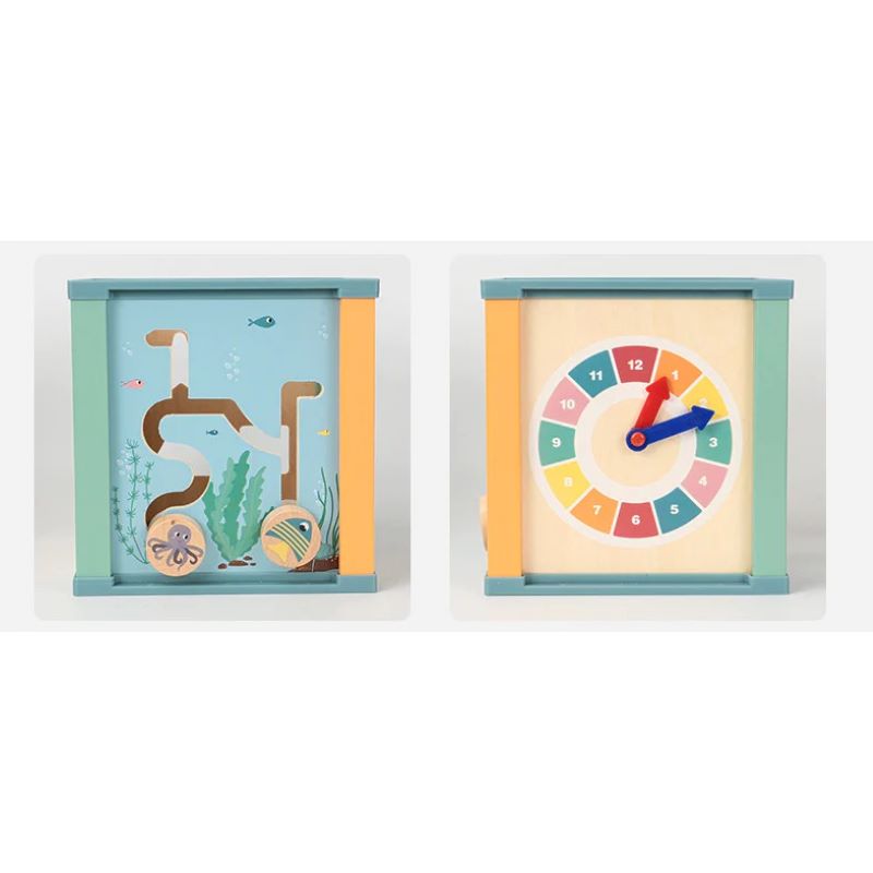 Cubo Didáctico de Madera Multifunción 5 en 1