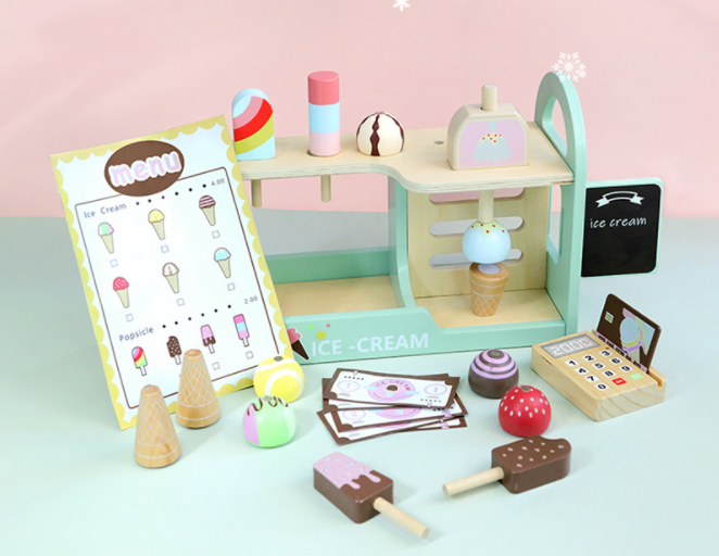 Juego Heladera de Madera con Accesorios